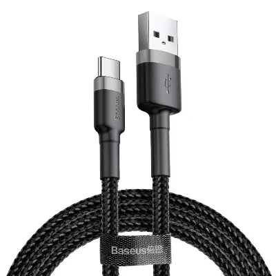 Picture of Baseus Cafule USB Type C Cable 3A 1 Meter Nylon Braided Wire (Black)