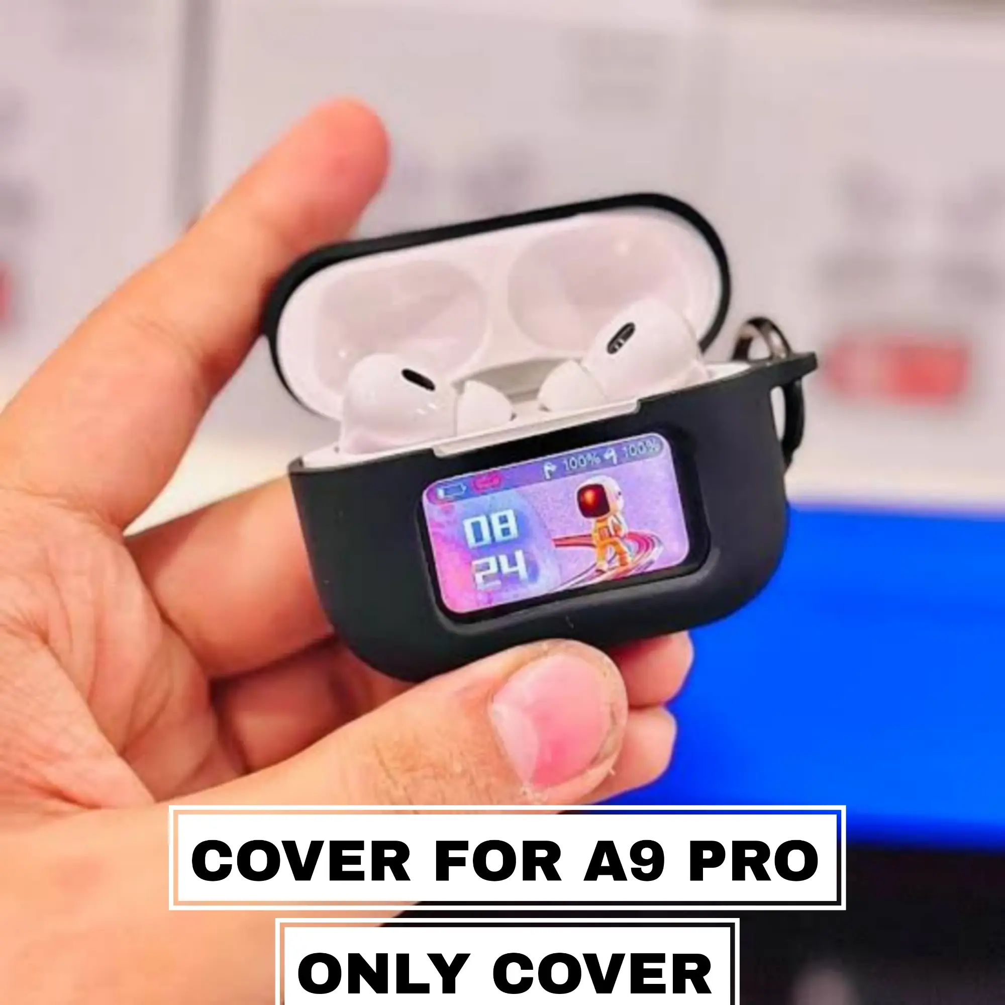 Picture of (Only Cover) Silicone Case For Airpods A9 pro Touch Screen Display Protective Cover (Black)