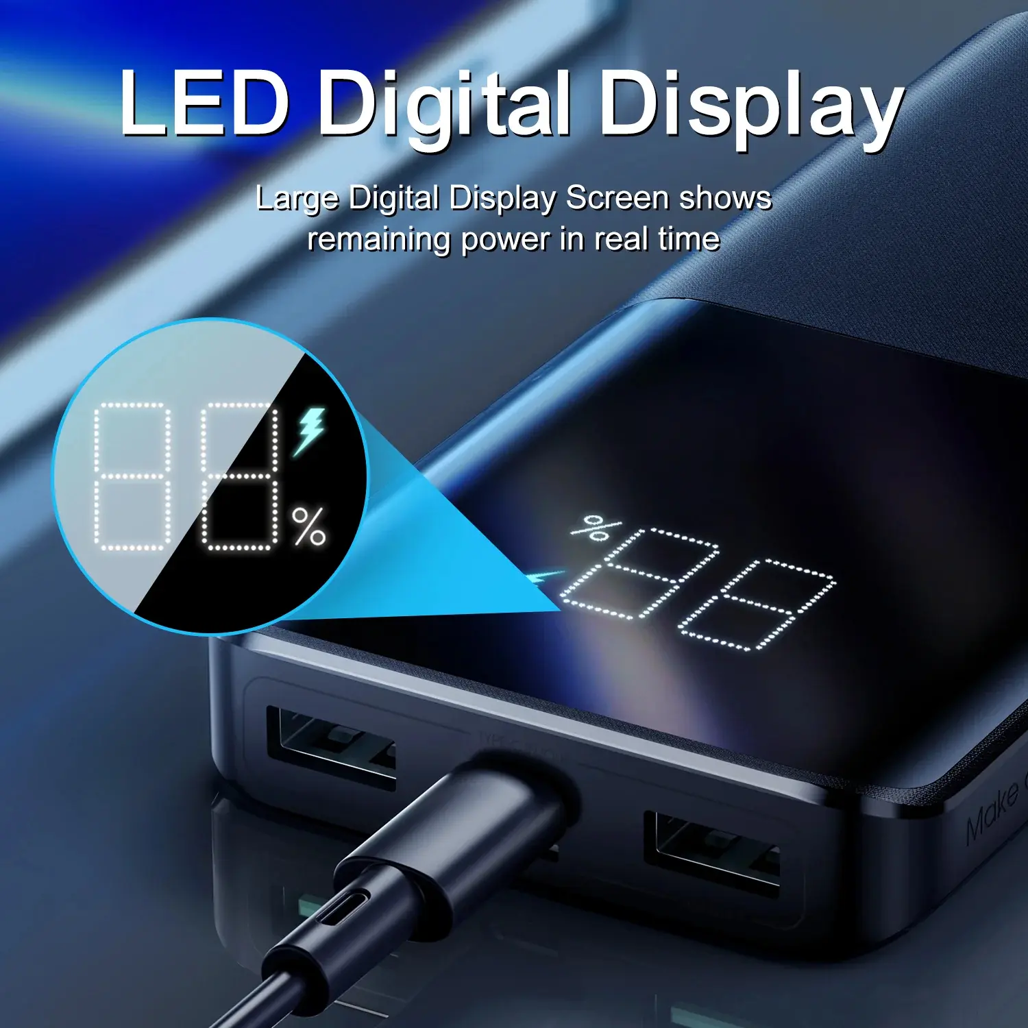 Picture of Joyroom JR-QP191 10000mAh 22.5W LED Display Battery Status Monitoring Power Bank (Black)