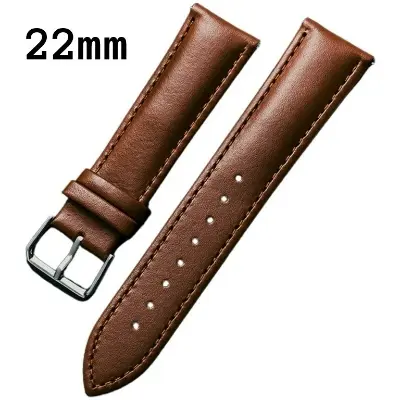 Picture of 22mm Leather Watchband Soft Material Watch Band Wrist Strap With Silver Stainless Steel Buckle (Dark Brown,Freesize)