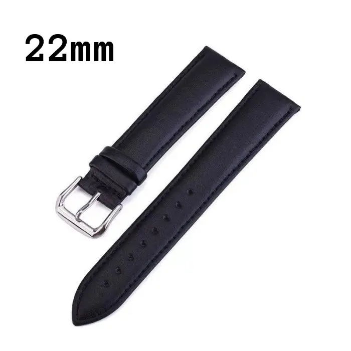 Picture of 22mm Leather Watchband Soft Material Watch Band Wrist Strap With Silver Stainless Steel Buckle (Dark Brown,Freesize)