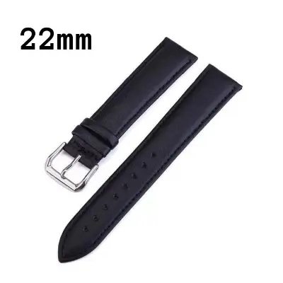 Picture of 22mm Leather Watchband Soft Material Watch Band Wrist Strap With Silver Stainless Steel Buckle (Dark Brown,Freesize)