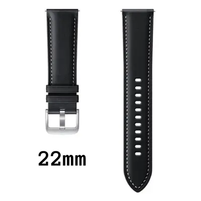 Picture of 22mm Leather Watchband Soft Material Watch Band Wrist Strap With Silver Stainless Steel Buckle (Black,Freesize)
