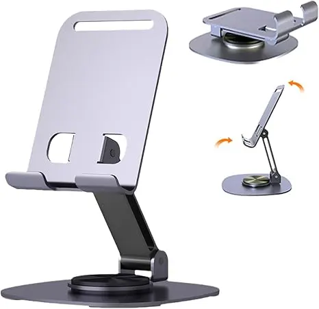 Picture of Full Metal 360 Degree Rotating Stress-Relieving Phone and Tablet Universal Stand - Desktop Phone Holder Aluminum Alloy Universal 720° Rotation Tablet Support Adjustable Stand Mount For Mobile Phone Holder Stand (Purple)