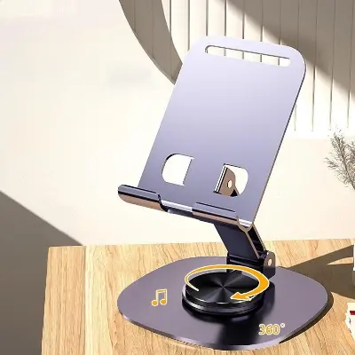 Picture of Full Metal 360 Degree Rotating Stress-Relieving Phone and Tablet Universal Stand - Desktop Phone Holder Aluminum Alloy Universal 720° Rotation Tablet Support Adjustable Stand Mount For Mobile Phone Holder Stand (Purple)