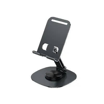 Picture of Full Metal 360 Degree Rotating Stress-Relieving Phone and Tablet Universal Stand - Desktop Phone Holder Aluminum Alloy Universal 720° Rotation Tablet Support Adjustable Stand Mount For Mobile Phone Holder Stand (Black)