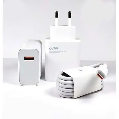 Picture of Xiaomi 67W Fast Charger and 6A USB Type C Charging Cable Set Wall Charger Single USB-A Port Power Adapter Charging for Xiaomi (White)