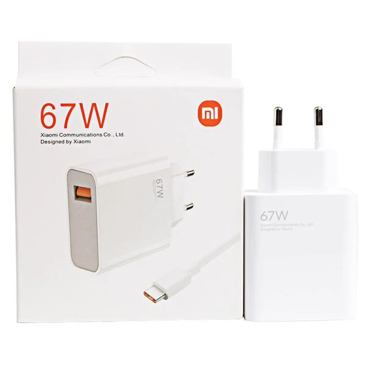 Picture of Xiaomi 67W Fast Charger and 6A USB Type C Charging Cable Set Wall Charger Single USB-A Port Power Adapter Charging for Xiaomi (White)