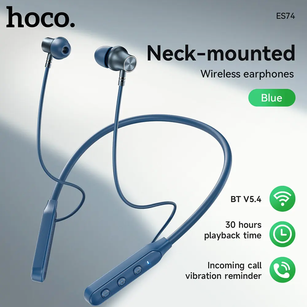 Picture of Hoco ES74 Sports Bluetooth V5.4 Wireless Earphone Neckband (Navy Blue)