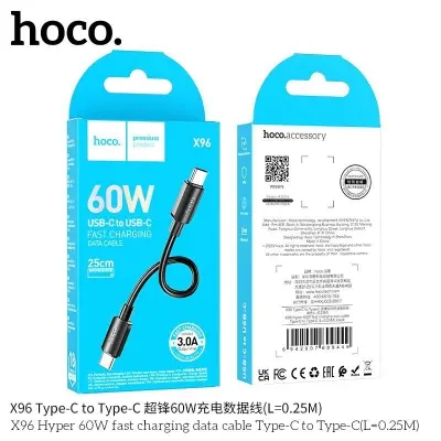 Picture of Hoco X96 Hyper 60W Fast Charging Cable Type-C to Type-C (L=0.25M) (Black)