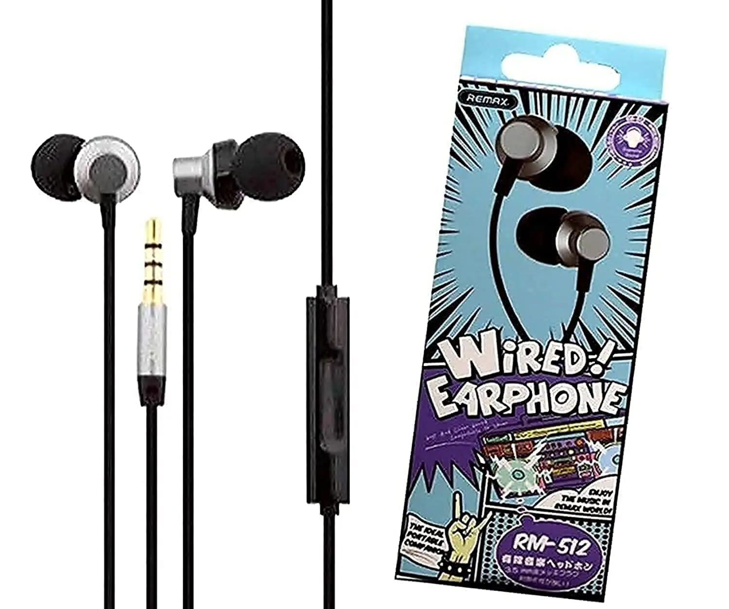 Picture of REMAX RM 512 High Performance Wired In Ear Earphone Stereo with Mic 3.5mm Jack (Black)
