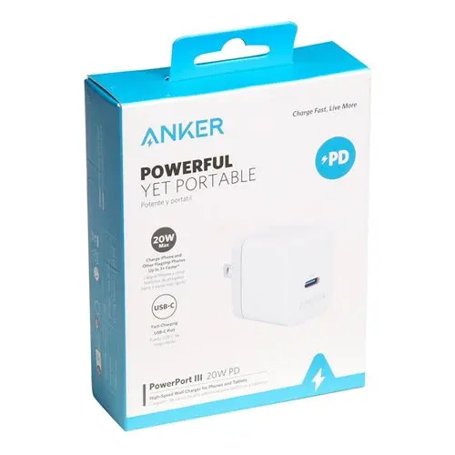Picture of Anker 20W Cube PowerPort III PD USB C Fast Charger (Only Adapter) (White)