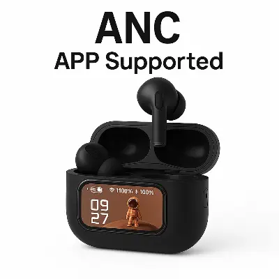 Picture of E9 Pro Touch AirPods with LED Display (ANC & ENC Supported)  L58 (Black)