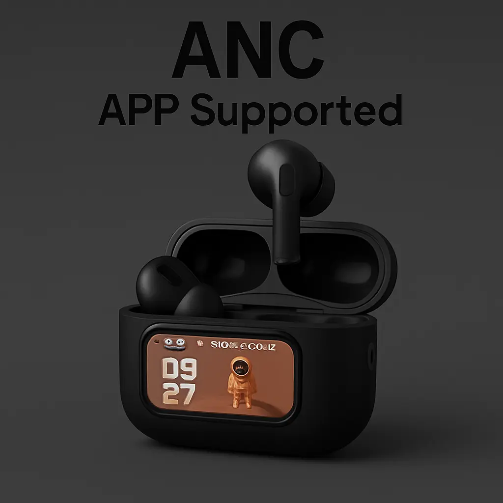 Picture of E9 Pro Touch AirPods with LED Display (ANC & ENC Supported)  L58 (Black)