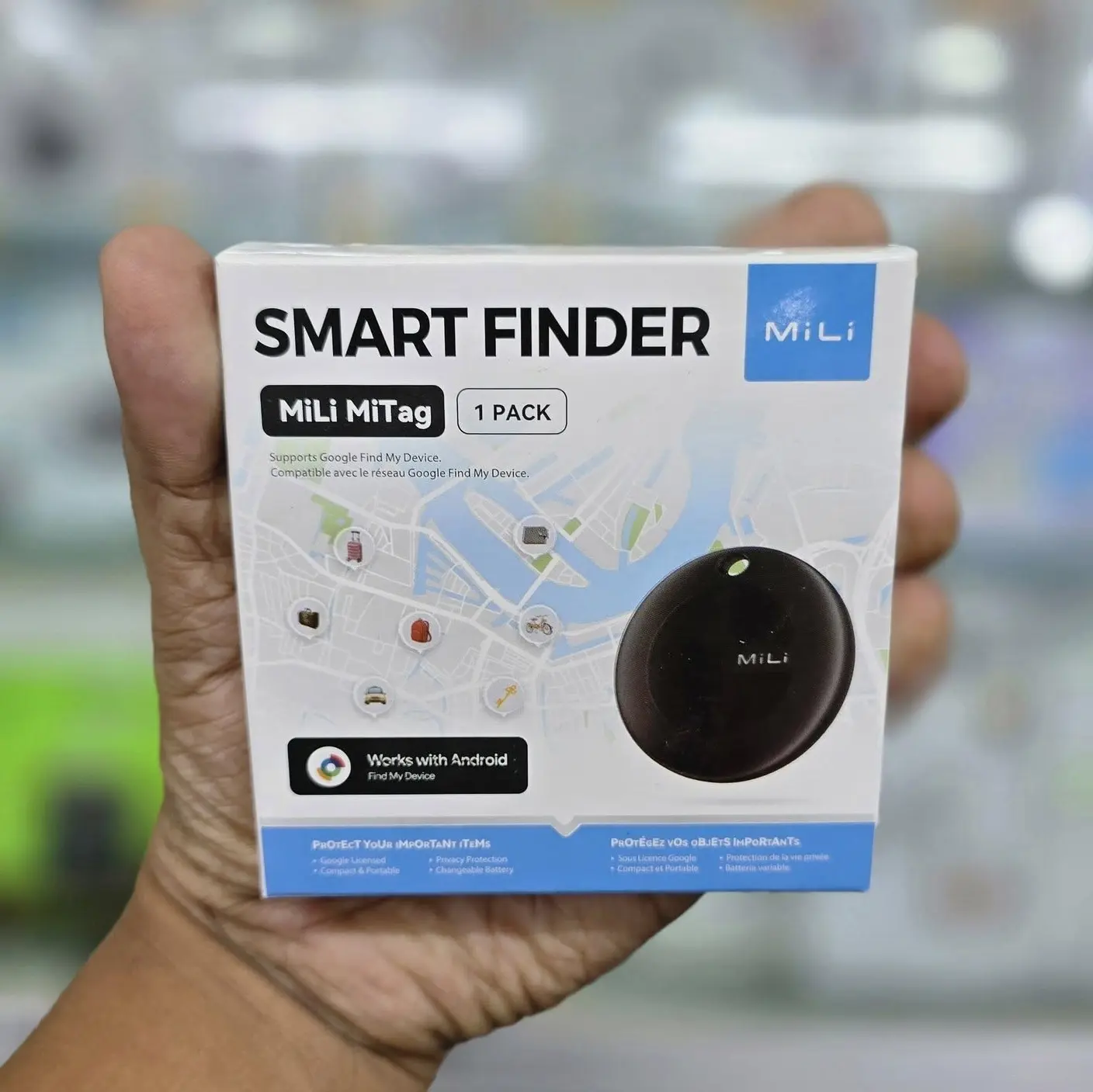 Picture of MiLi MiTag Android Location Tracker Device Compatible with Google’s Find My Device (Black)