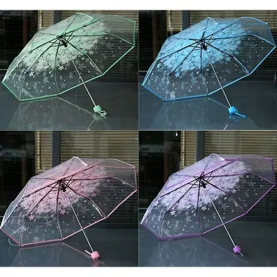 Picture of Portable Transparent Umbrella with Reinforced Ribs | MNK SHOP (Purple)