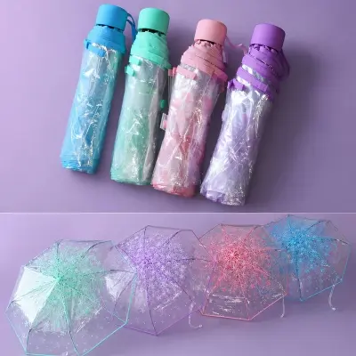 Picture of Stylish Clear Umbrella with Floral Canopy | MNK SHOP (Purple)