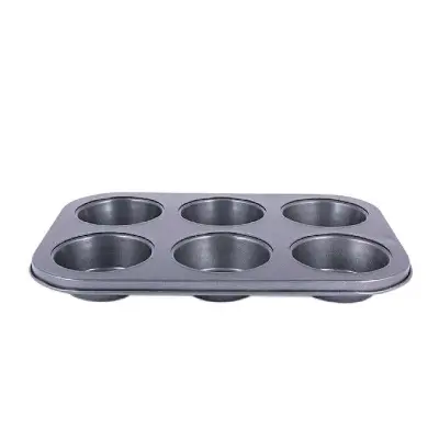 Picture of 6 Round Non Stick Muffin and Mini Cupcake Mold - Black