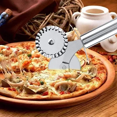 Picture of Stainless Steel Double Head Wheel Pizza Cutter -silver
