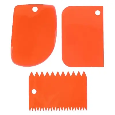 Picture of LALA 3x Plastic Dough Fondant Scraper Cake Decorating Plain Smooth Jagged Edge(RED) -Red