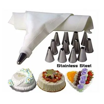 Picture of Stainless Steel 12 Pieces Cake Decoration Tools - Silver