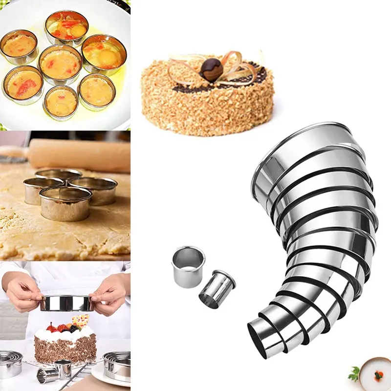 Picture of 4Pcs Stainless Steel Round Mousse Fondant Cake Mold Cookie Cutter Baking Tool -Silver