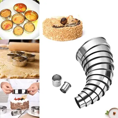 Picture of 4Pcs Stainless Steel Round Mousse Fondant Cake Mold Cookie Cutter Baking Tool -Silver