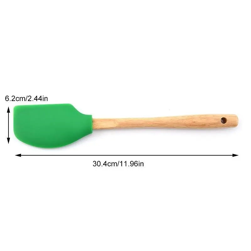 Picture of 1pcs / 29cm / High temperature resistant silicone spatula with wooden handle Baking tools -Multicolor