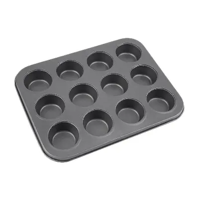 Picture of 12 Cups Mini Muffin Bun Cupcake Baking Bakeware Mould Tray Pan Kitchen -Silver