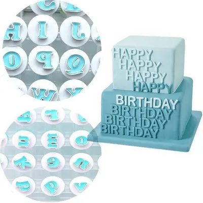 Picture of 26 Pcs Number Letters Cake Mould Fondant Sugarcraft Cookies Plunger Decorating Tools -Multicolor
