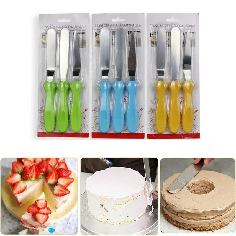 Picture of Butter spatula 3 pcs stainless steel cream spatula for cake -Multicolor