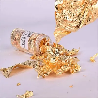 Picture of 2g Cake Decorating Accessories Dishes Chef Art Supplies Tools Chocolate Gold Foil Leaf Sheet Flakes -Gold