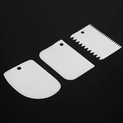 Picture of 3pcs/set Plastic Cream Dough Scraper Cutter Spatulas for Pastry Cake Decoration(White) -White