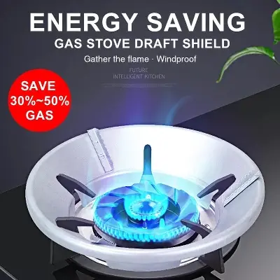 Picture of High Efficiency Gas Stove Energy Saving Cover Heat Insulation Pot Holder Wind Shield Rack -Silver