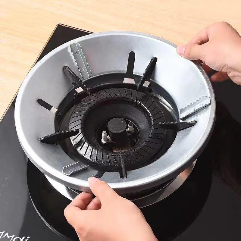 Picture of High Efficiency Gas Stove Energy Saving Cover Heat Insulation Pot Holder Wind Shield Rack -Silver