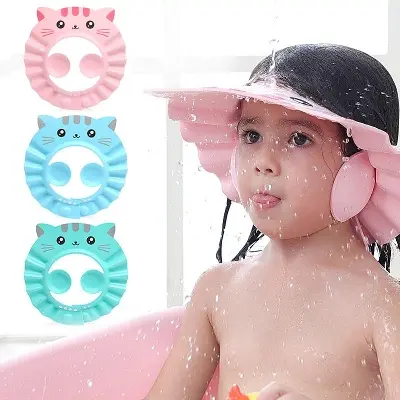 Picture of 1pcs Baby Shower Cap with Ear Protection Bath Caps Adjustable Soft Shampoo Bathing Hat Cap for Kids -Multicolor