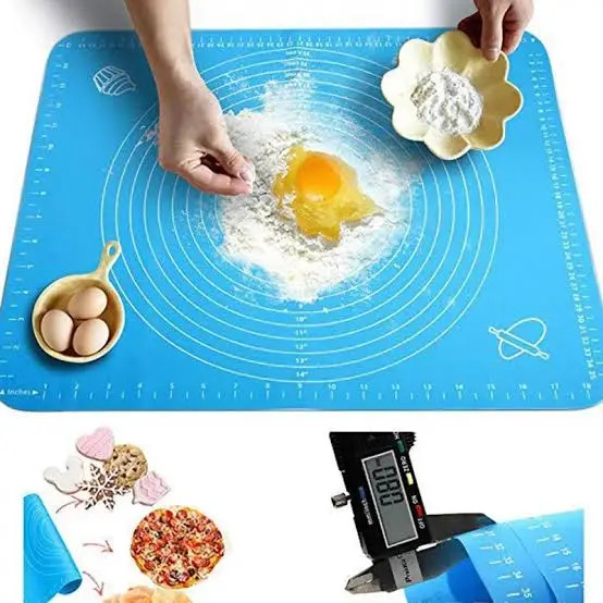 Picture of Non-Stick Silicone Knead Dough Pad with Scales Pizza Maker Pastry Baking Pad Kitchen Accessories -Multicolor