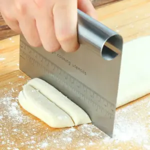 Picture of Stainless Steel Scraper Cutter Tool Ganache Cake Scraper Sugarcraft Fondant -Silver