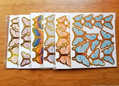 Picture of 10pcs Butterfly Cake Toppers Sequin Purple Pink Butterflies Cake Decoration Card for Wedding Girls Happy Birthday Party Decors -Multicolor