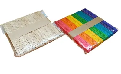 Picture of 50 pices ice Cream sticks craft sticks colored popsicle rainbow color sticks DIY crafts wooden sticks for kids -Multicolor