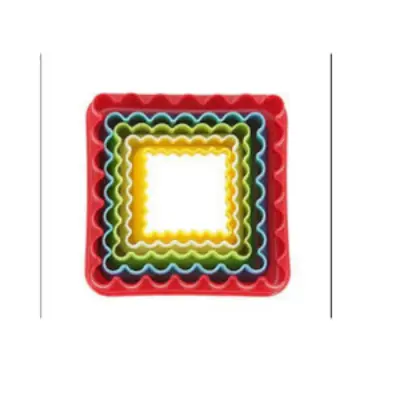 Picture of SQUARE Cookie Cutter Set Plastic Cookie Cutter Shapes Biscuit Cutters 5 pcs. -Multicolor