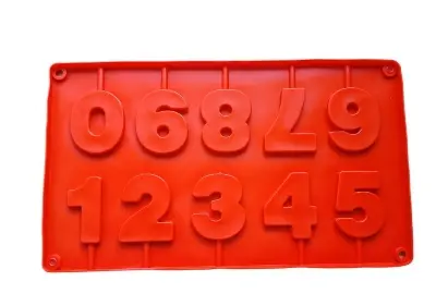 Picture of Letters and Numbers Fondant Molds Silicone Mold Lollipop Numbers Colorful Numbers Silicone Mold Silicone -Red
