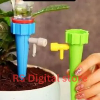Picture of 5 pcs Drip Irrigation Automatic Plant Waterer System Adjustable Drip Water Spike Tapered Plant Pot Watering Coke Bottle -Multicolor