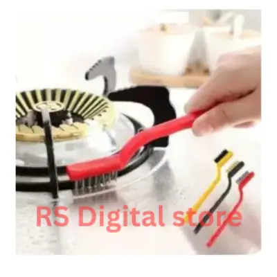 Picture of 3 PCs Mini Wire Brush Set Brass Nylon Stainless Steel Bristles Household Cleaning Brush for Stove Burner Tiles Tap -Multicolor