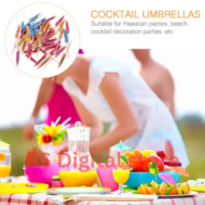 Picture of 10 Pcs Flower Paper Umbrella Birthday Cake Decorations Fruit Picks Cocktail Birthday Cake Decorations Drinks Tropical Party -Multicolor