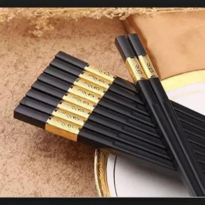 Picture of 5-Pairs Fiberglass Chopsticks (Golden Age - Gold & black -Black