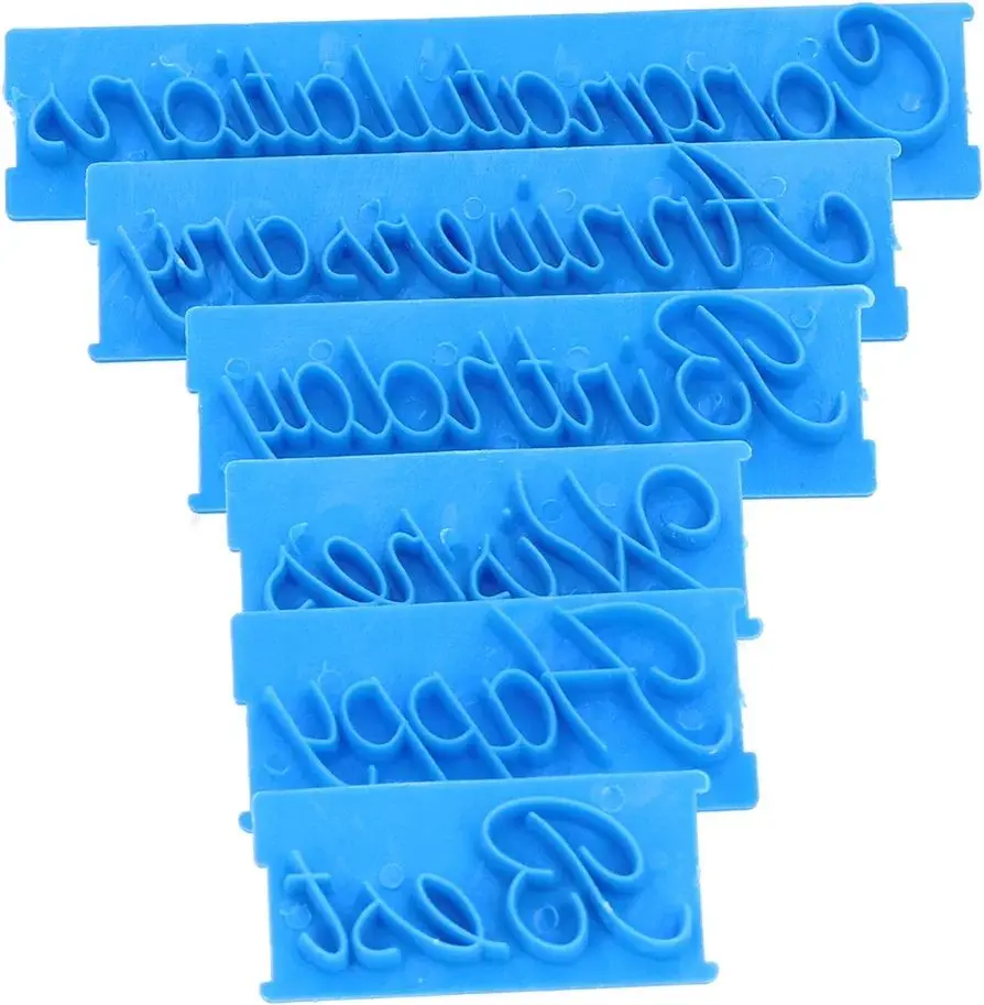 Picture of 6pcs/set Plastic Letters Mold Happy Birthday Best Wishes Baking Molds Decoration Podazz-Blue