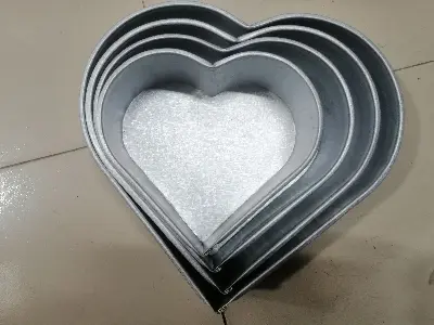 Picture of Cake Mould LOVE shape 4pcs Set (6,7,8,9 incs) (Aluminium) -Multicolor