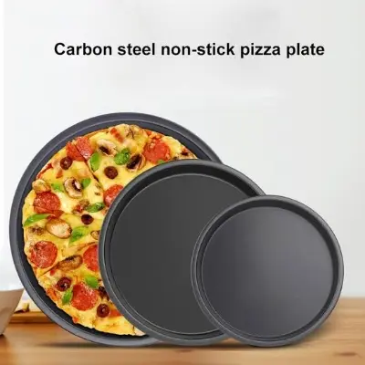 Picture of Black Non-Stick Round Pizza Tray Mold, Cake Baking Pan, DIY Baking Tray Tools Carbon Steel,  9 ", 10", 11"' -Black