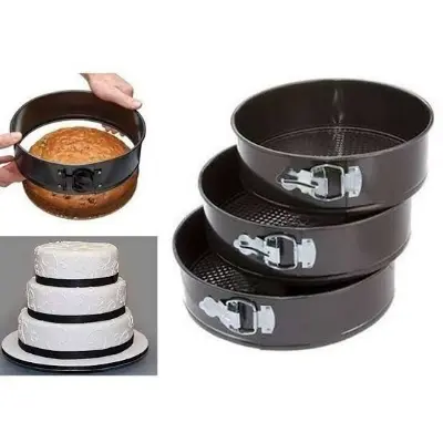 Picture of Baking Pans 3Pcs set Metal Cake Baking Pan Round Shaped Non Stick Oven Baking Tray Cake Mold Bake ware Baking Tools -Black
